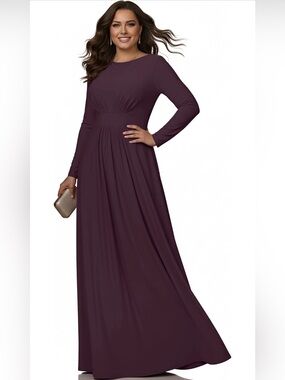 KOH KOH Women’s Long Sleeve Flowy Modest Elegant Evening Dress | Large